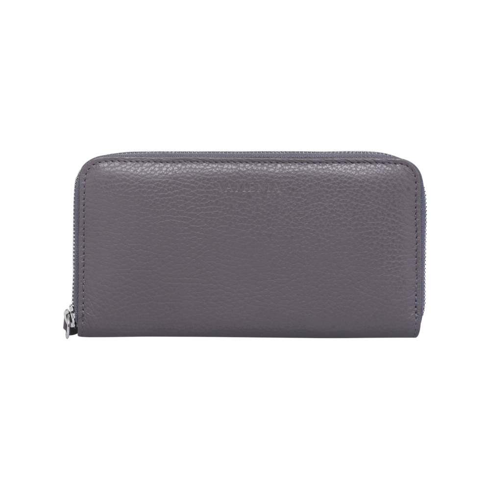 Large zip-around wallet made from taupe calf leather